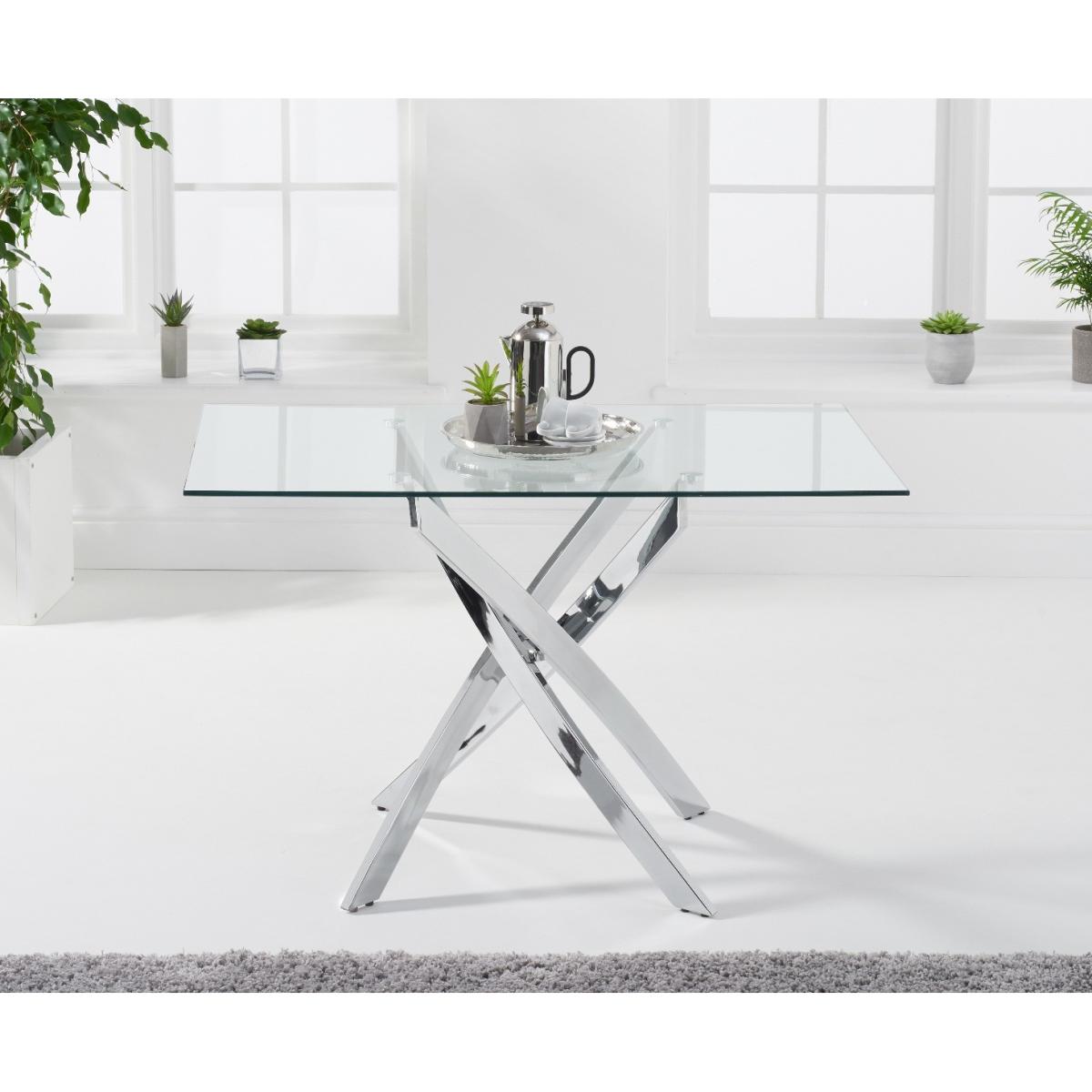 Denver 120cm Rectangular Glass Dining Table With 6 Grey Enzo Velvet Chairs – image 5