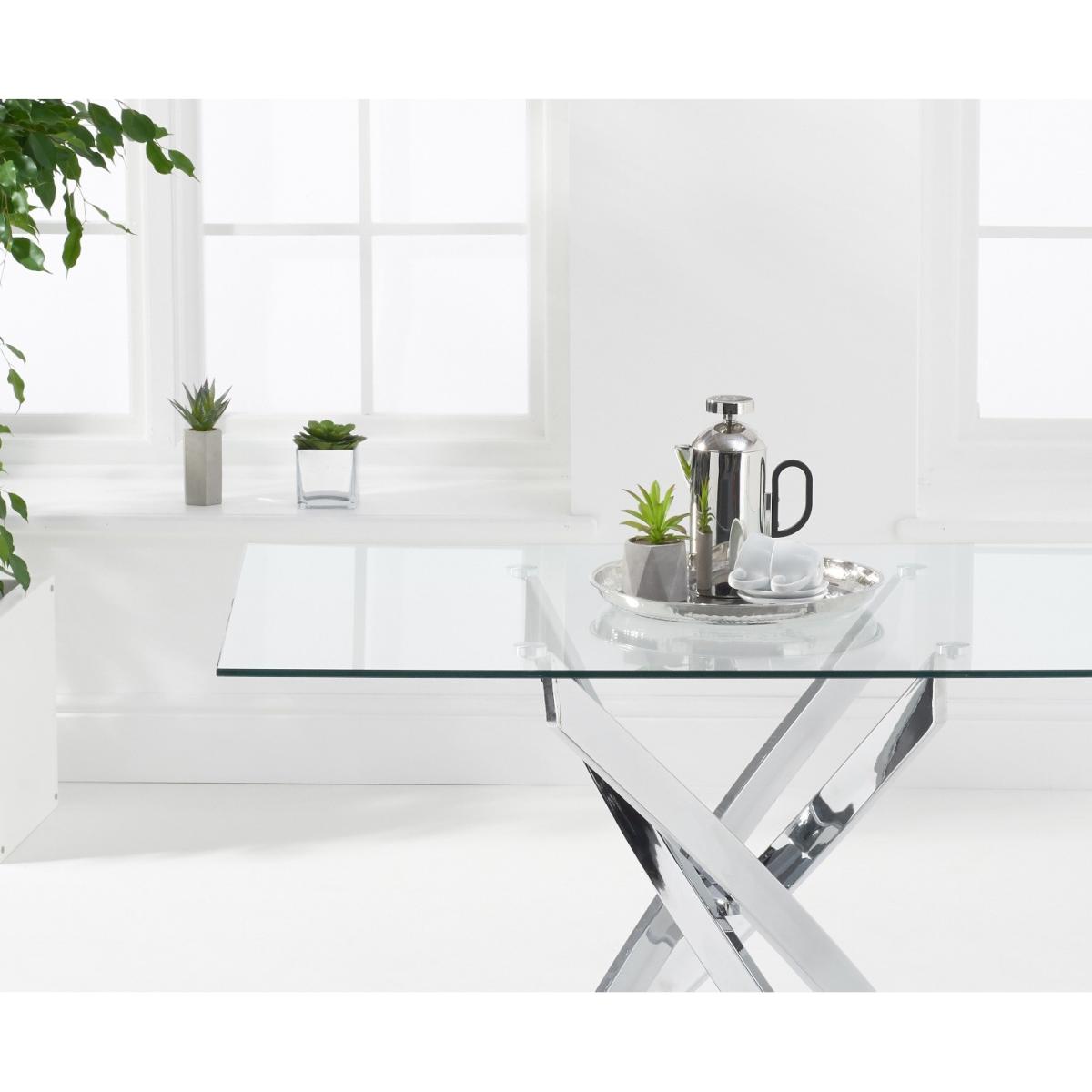 Denver 120cm Rectangular Glass Dining Table With 6 Grey Enzo Velvet Chairs – image 6