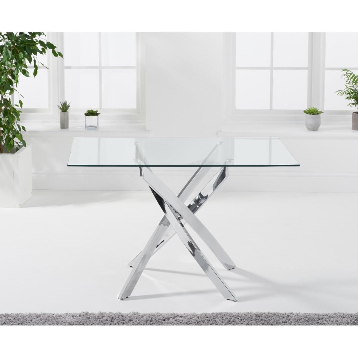 Denver 120cm Rectangular Glass Dining Table With 6 Grey Enzo Velvet Chairs – image 7