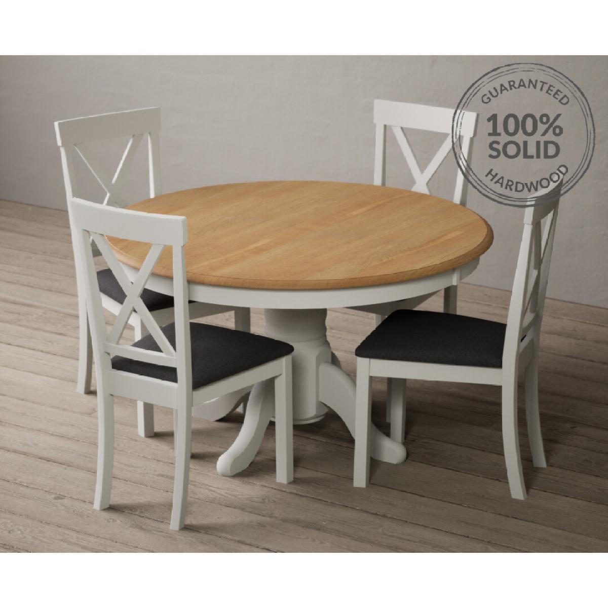 Hertford 120cm Oak and Signal White Painted Round Pedestal Table With 4 Oak Hertford Chairs – image 2