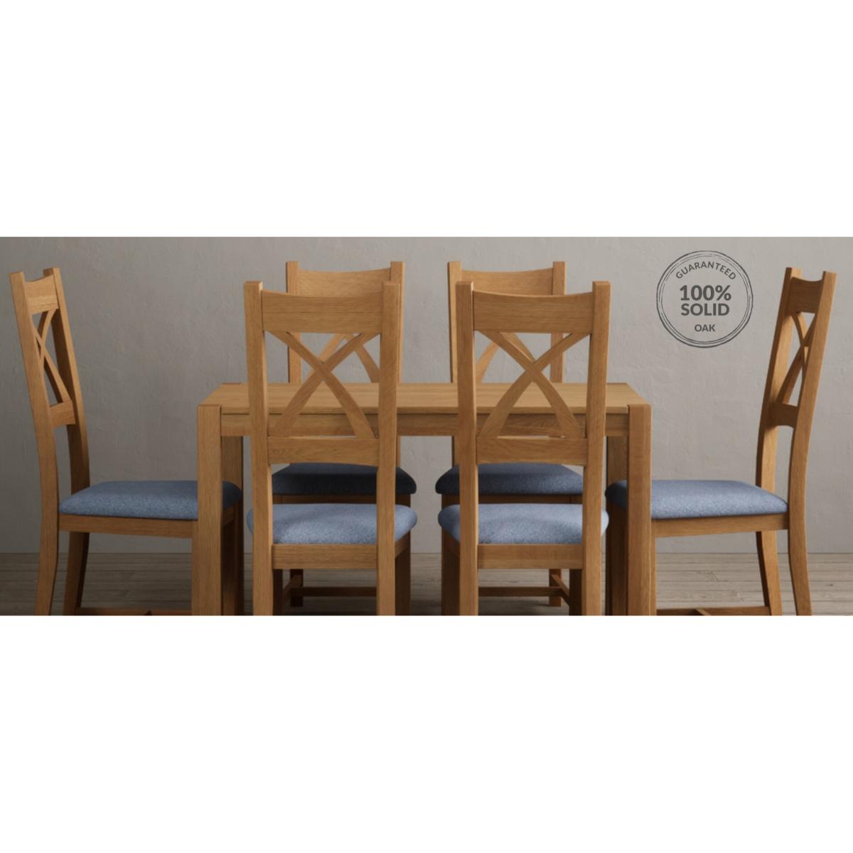 York 120cm Solid Oak Dining Table With 6 Charcoal Grey X Back Chairs – image 21