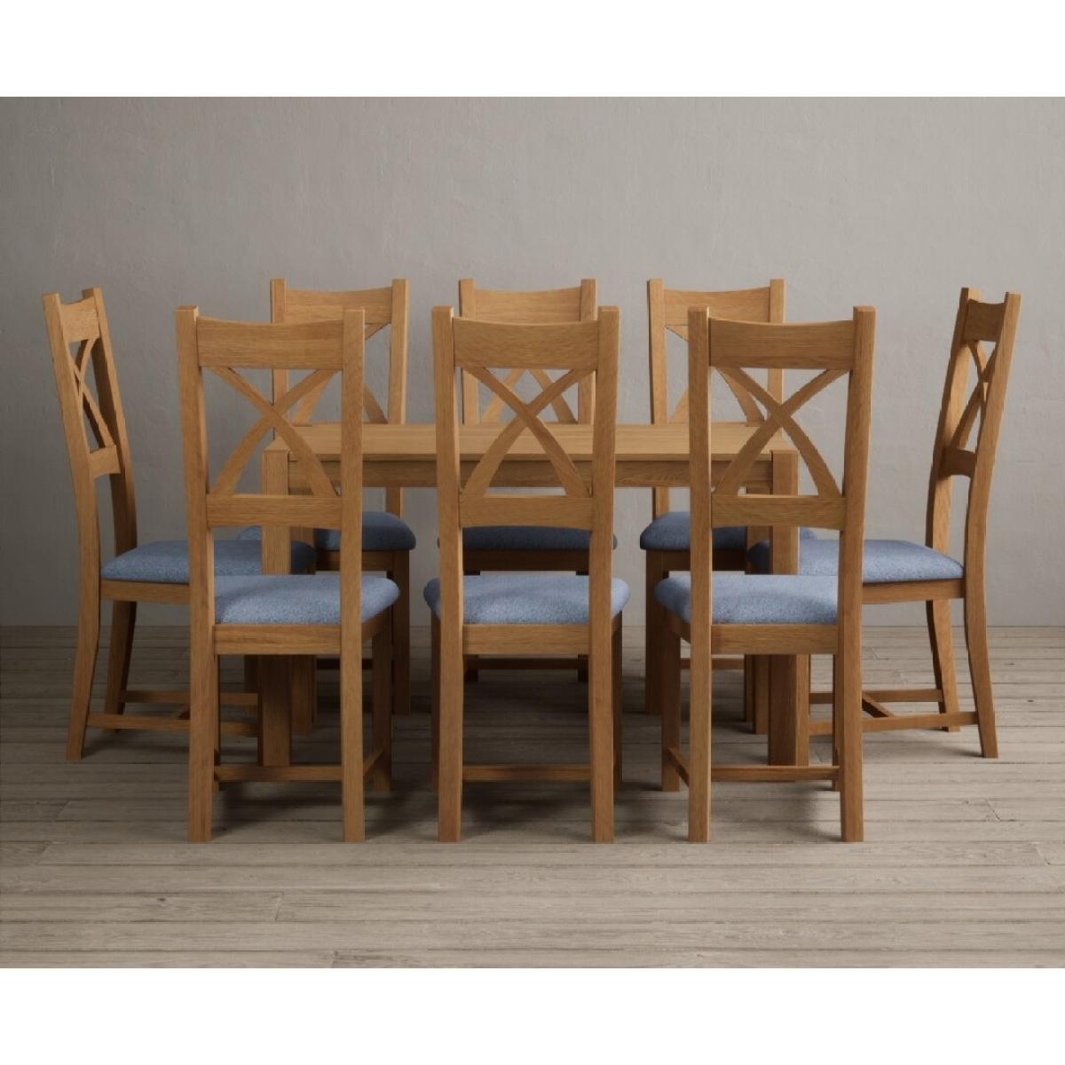 York 120cm Solid Oak Dining Table With 6 Charcoal Grey X Back Chairs – image 6