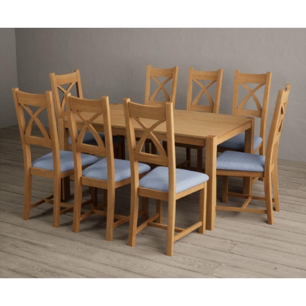 York 120cm Solid Oak Dining Table With 6 Charcoal Grey X Back Chairs – image 7
