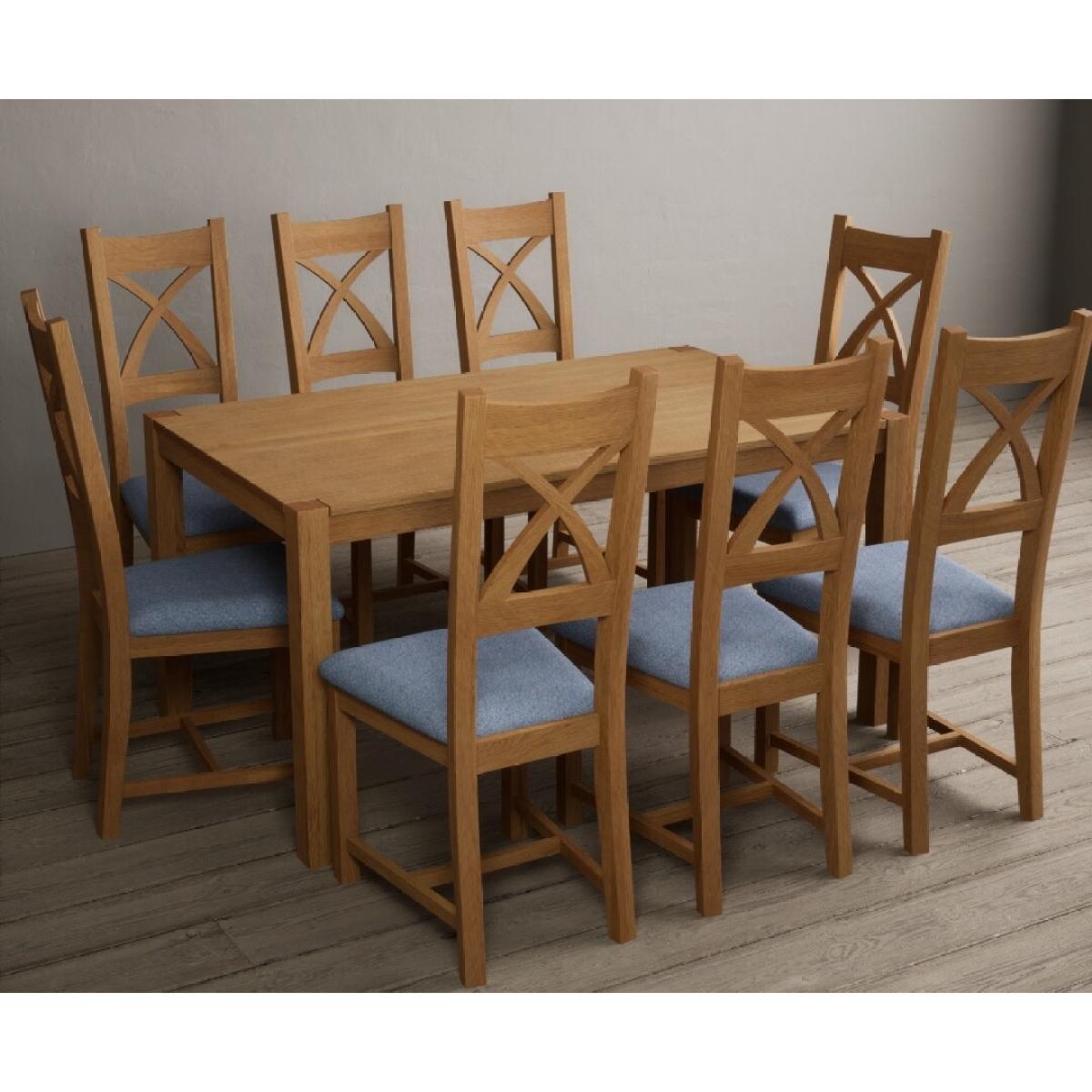 York 120cm Solid Oak Dining Table With 6 Charcoal Grey X Back Chairs – image 8