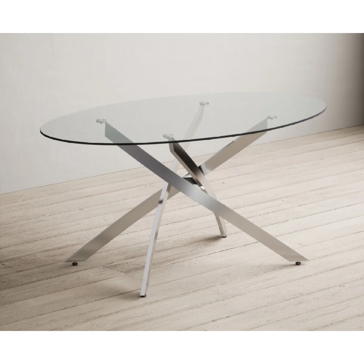 Bernini 165cm Oval Glass Dining Table with 6 Black Aldo Chairs – image 2