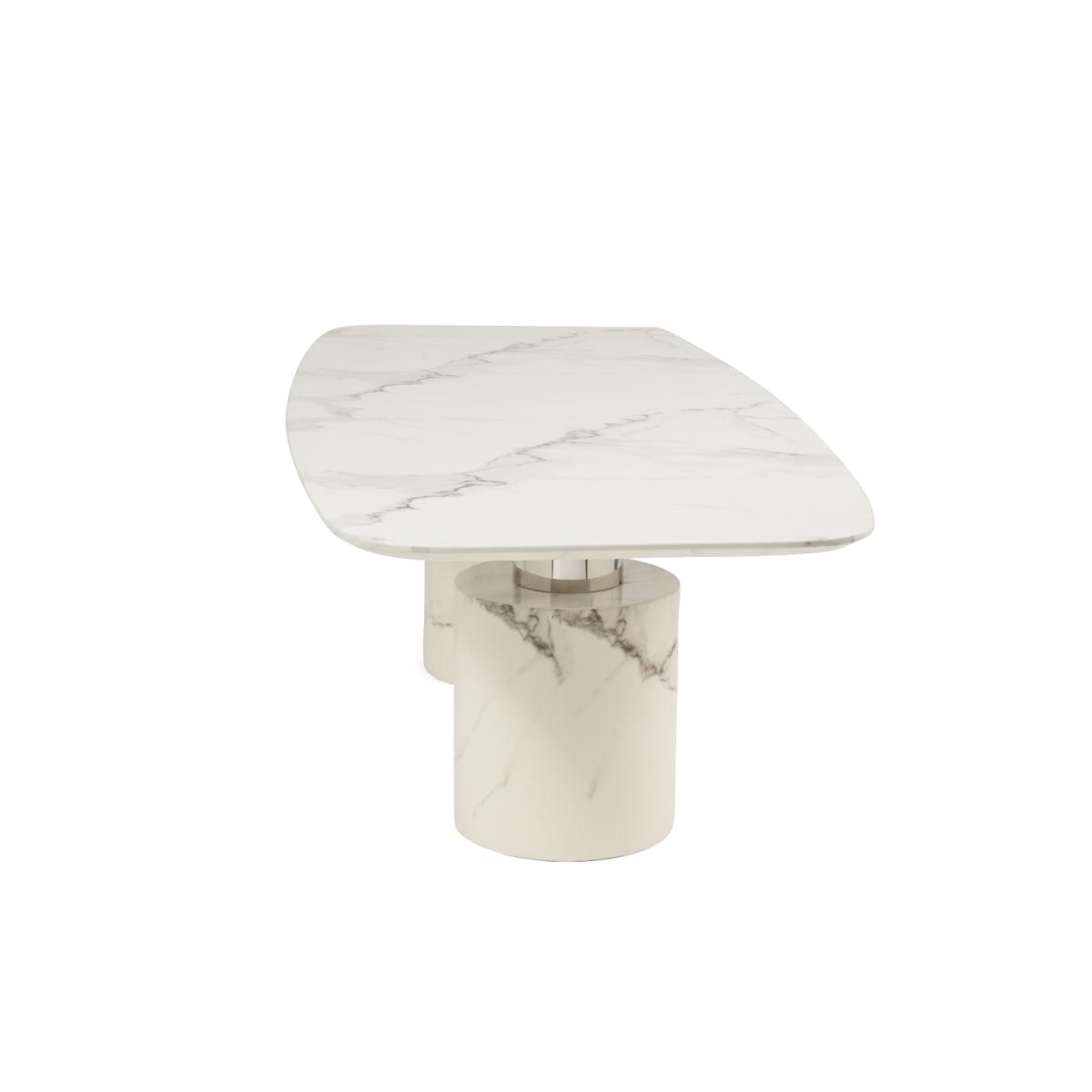 Antonio 220cm White Marble Table With 8 Grey Lorenzo Chairs – image 6