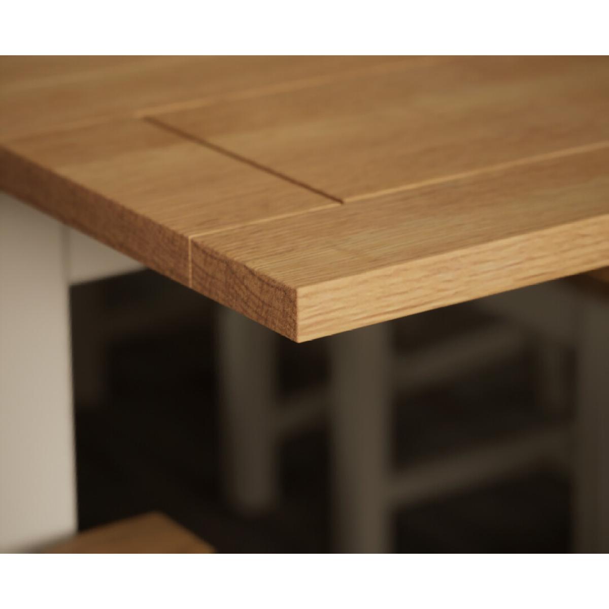 Extending Hampshire 140cm Oak and Cream Painted Dining Table with 6 Blue X Back Chairs – image 21