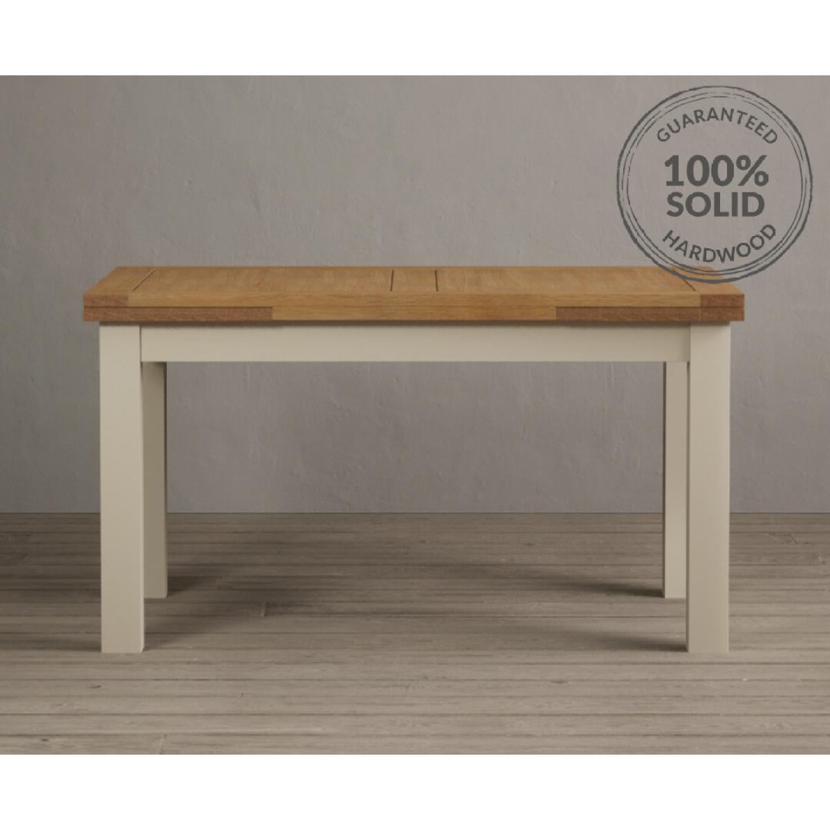 Extending Hampshire 140cm Oak and Cream Painted Dining Table with 6 Blue X Back Chairs – image 25