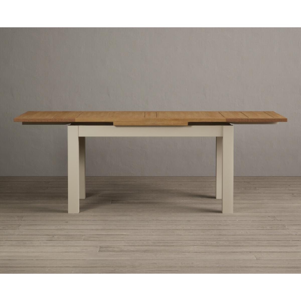 Extending Hampshire 140cm Oak and Cream Painted Dining Table with 6 Blue X Back Chairs – image 26