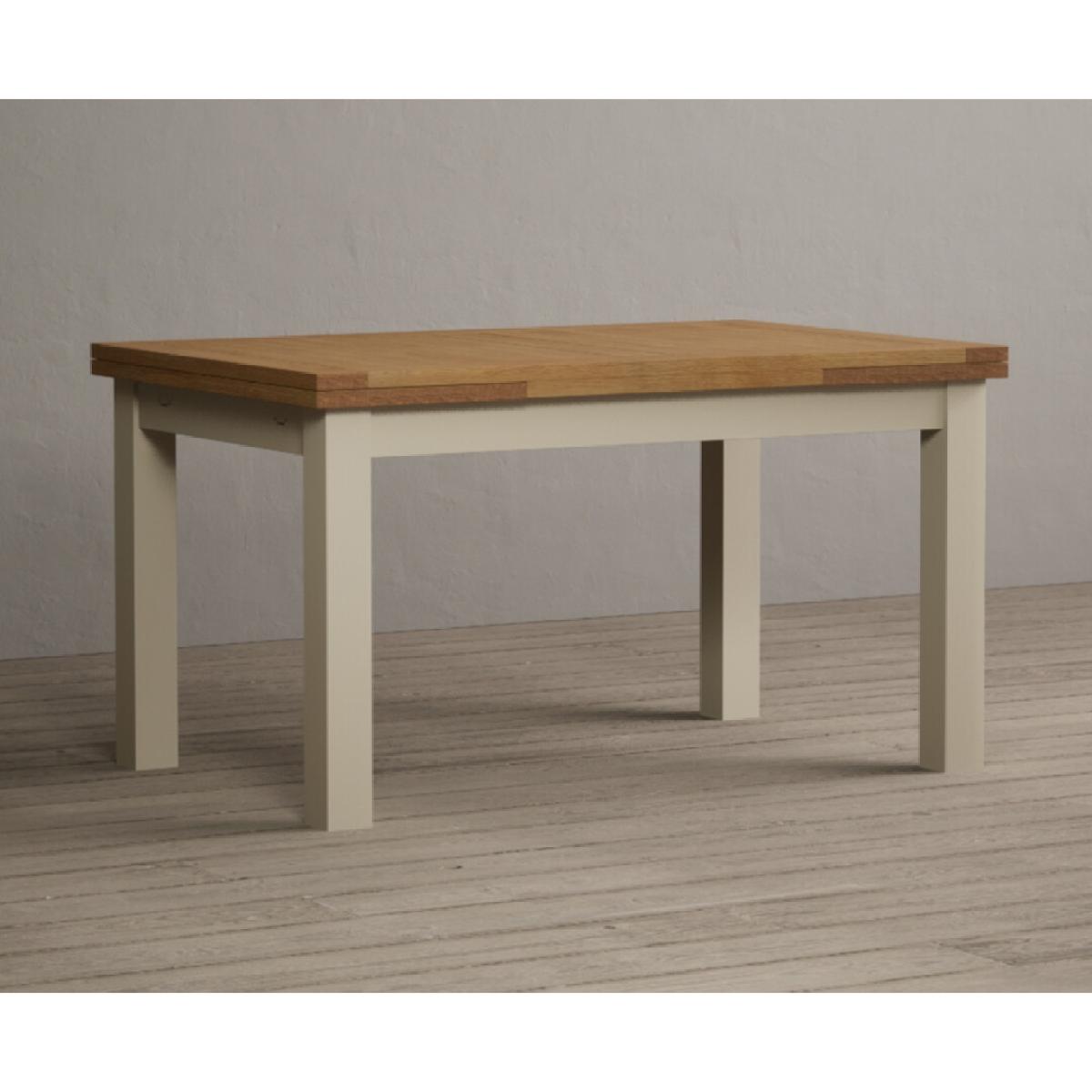Extending Hampshire 140cm Oak and Cream Painted Dining Table with 6 Blue X Back Chairs – image 27