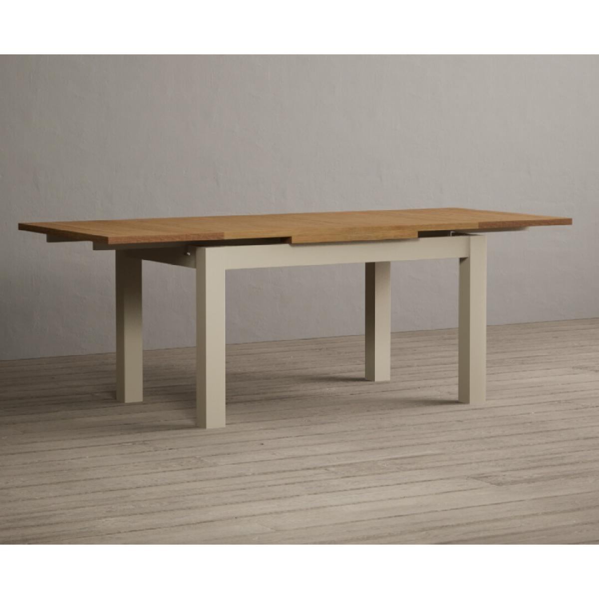 Extending Hampshire 140cm Oak and Cream Painted Dining Table with 6 Blue X Back Chairs – image 28