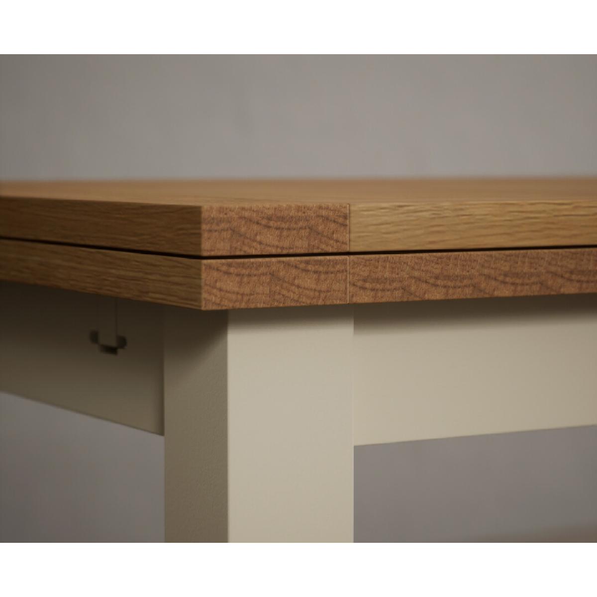 Extending Hampshire 140cm Oak and Cream Painted Dining Table with 6 Blue X Back Chairs – image 29