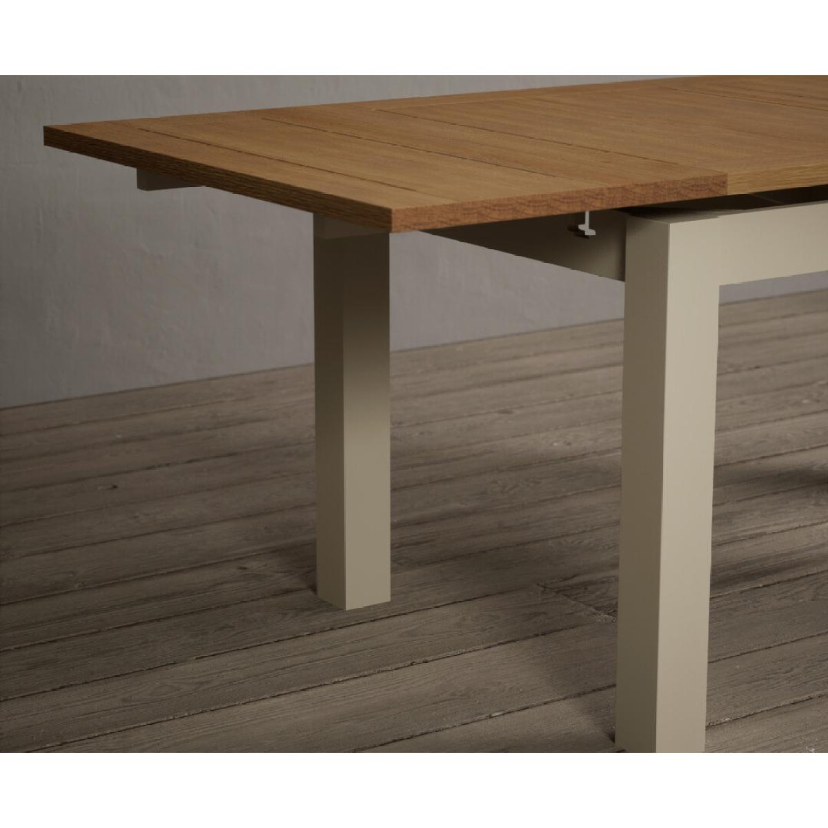 Extending Hampshire 140cm Oak and Cream Painted Dining Table with 6 Blue X Back Chairs – image 30