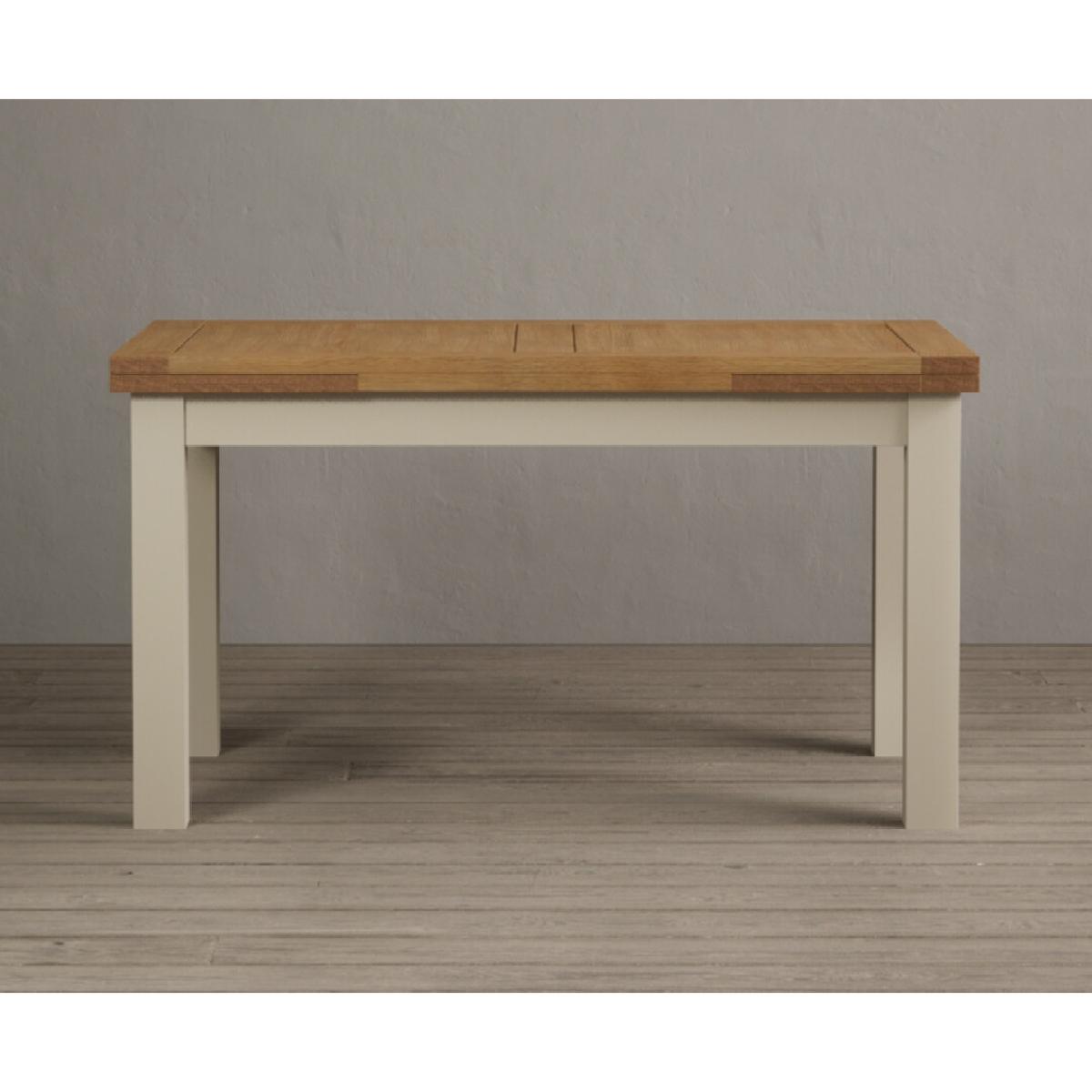 Extending Hampshire 140cm Oak and Cream Painted Dining Table with 6 Blue X Back Chairs – image 31