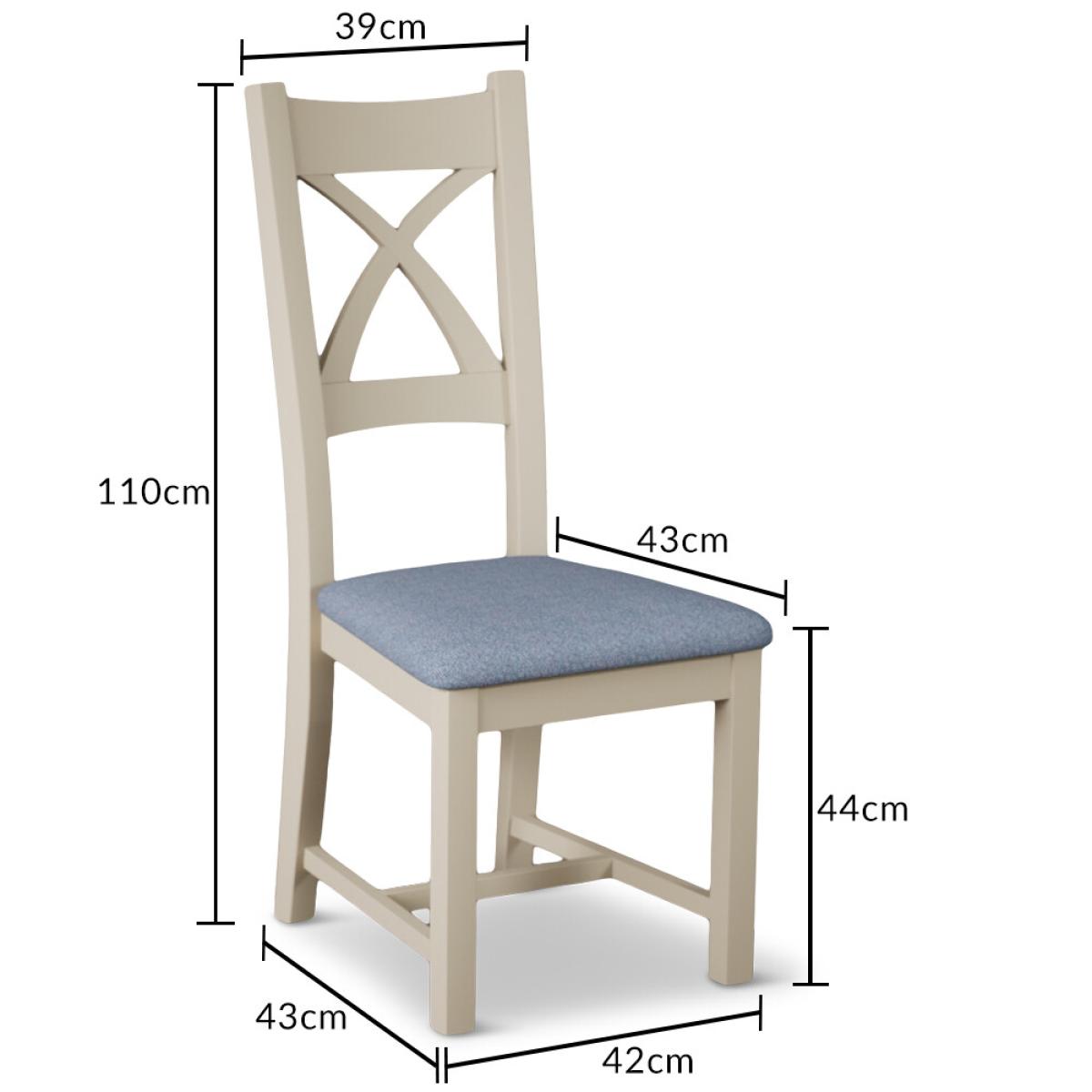 Extending Hampshire 140cm Oak and Cream Painted Dining Table with 6 Blue X Back Chairs – image 35