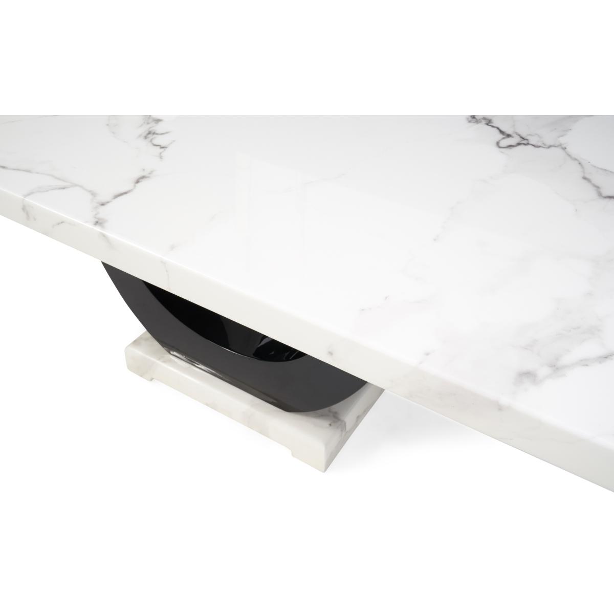Raphael 200cm White and Black Pedestal Marble Dining Table With 8 Cream Francesca Chairs – image 15