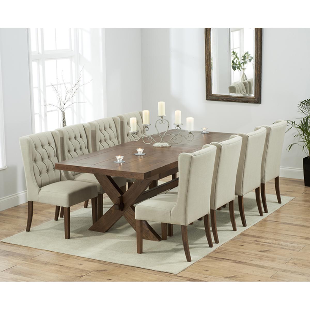 Extending Buckley 200cm Dark Oak Dining Table with 6 Natural Darcy Chairs – image 2
