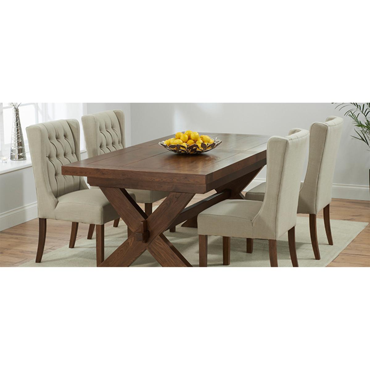Extending Buckley 200cm Dark Oak Dining Table with 6 Natural Darcy Chairs – image 12