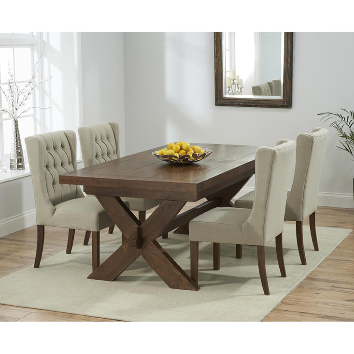 Extending Buckley 200cm Dark Oak Dining Table with 6 Natural Darcy Chairs – image 3
