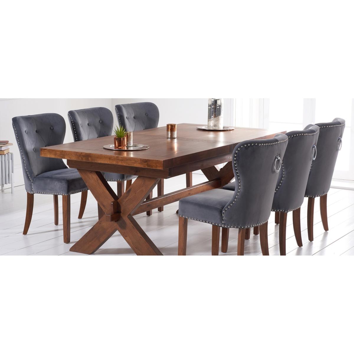 Extending Buckley 200cm Dark Oak Dining Table with 6 Natural Darcy Chairs – image 21