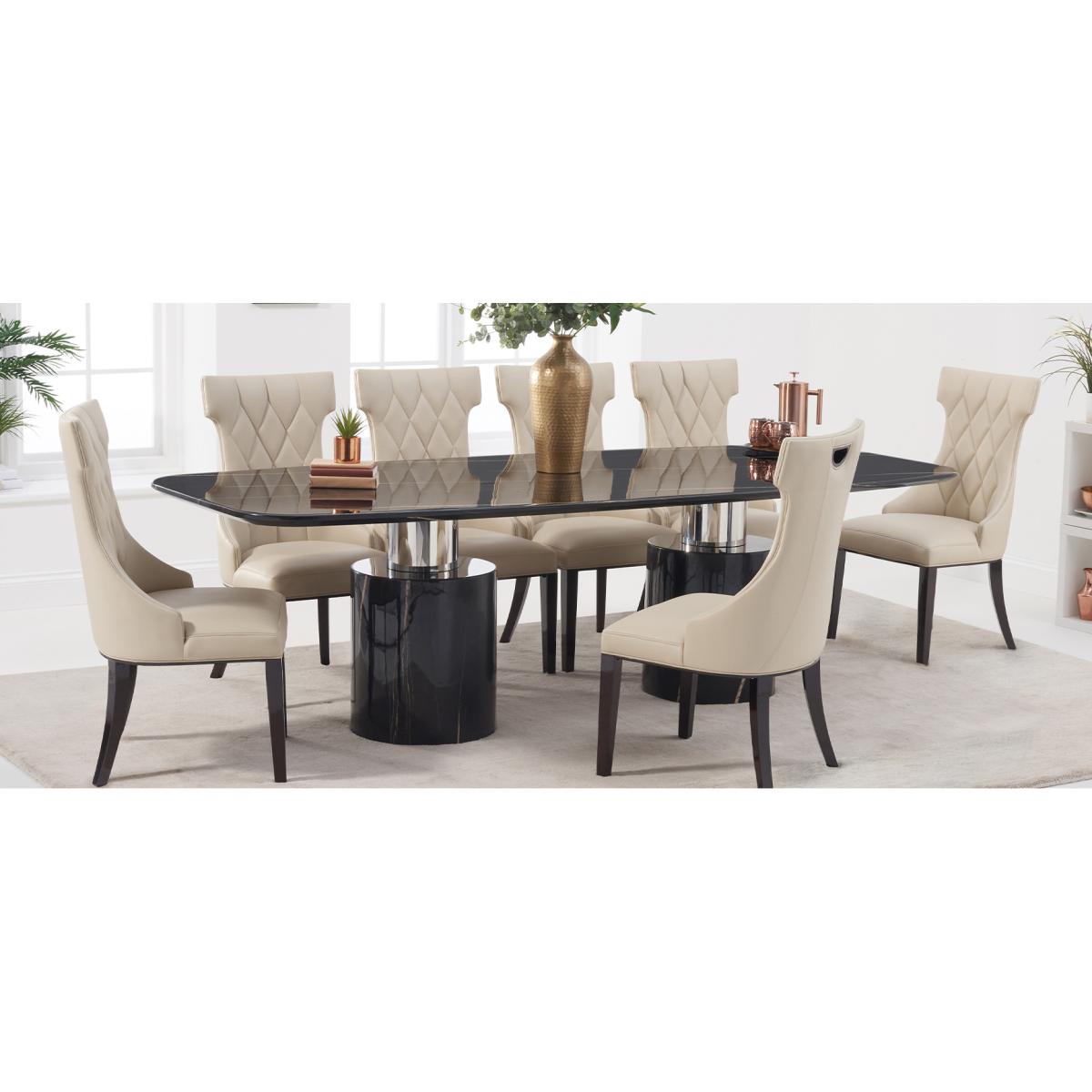 Antonio 180cm Black Marble Dining Table With 8 Grey Hampstead Z Chairs – image 14