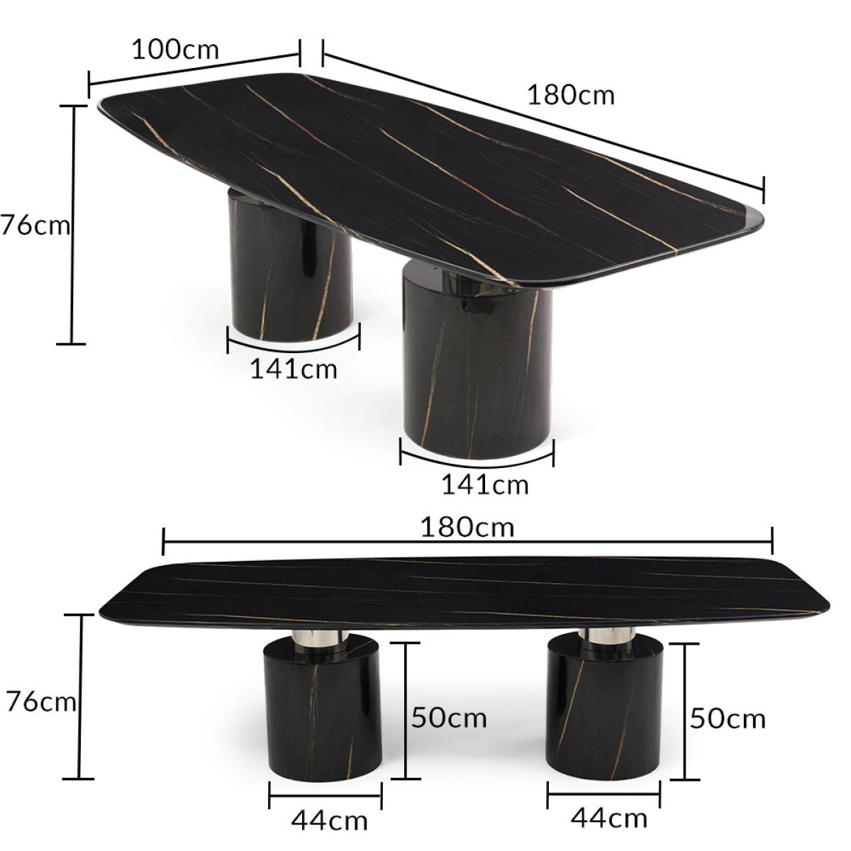 Antonio 180cm Black Marble Dining Table With 8 Grey Hampstead Z Chairs – image 16