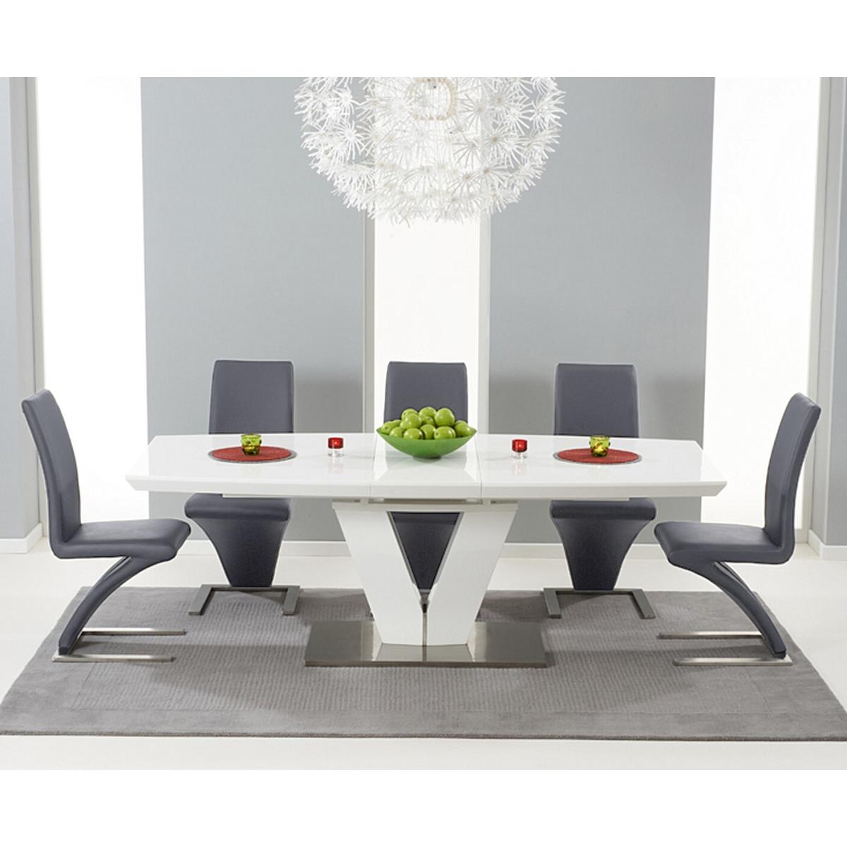 Extending Palermo 180cm White High Gloss Dining Table With 10 Black Aldo Chairs – image 2