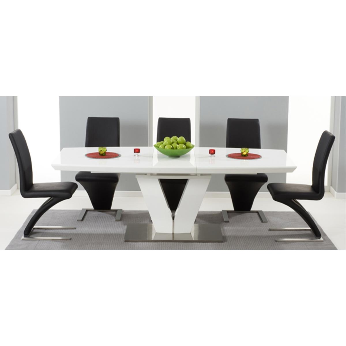 Extending Palermo 180cm White High Gloss Dining Table With 10 Black Aldo Chairs – image 11