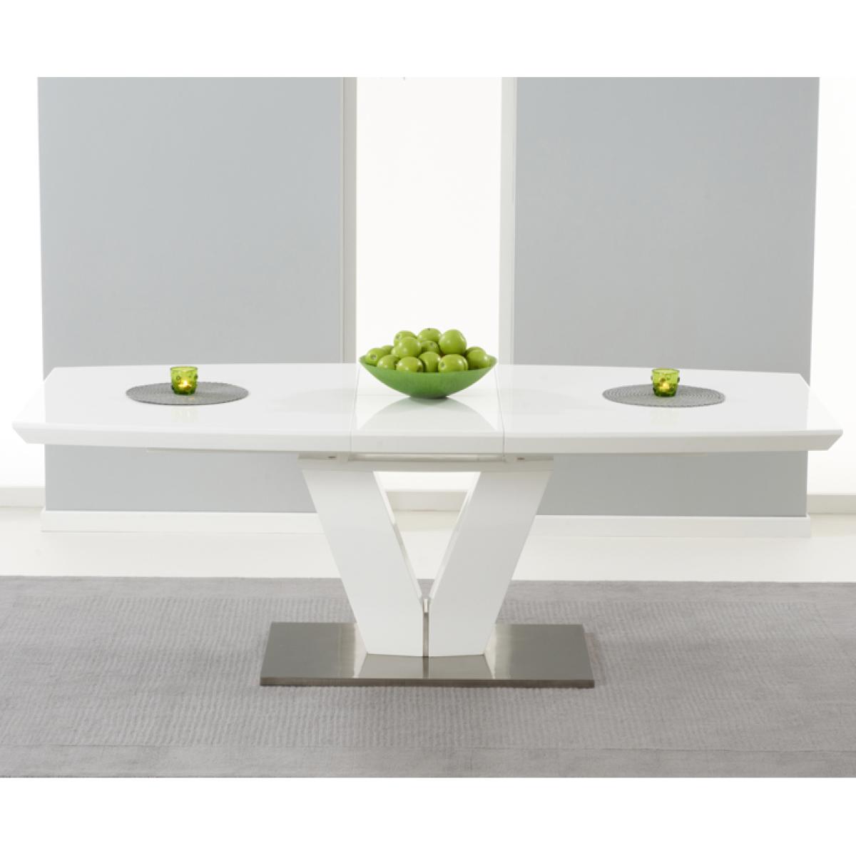 Extending Palermo 180cm White High Gloss Dining Table With 10 Black Aldo Chairs – image 14