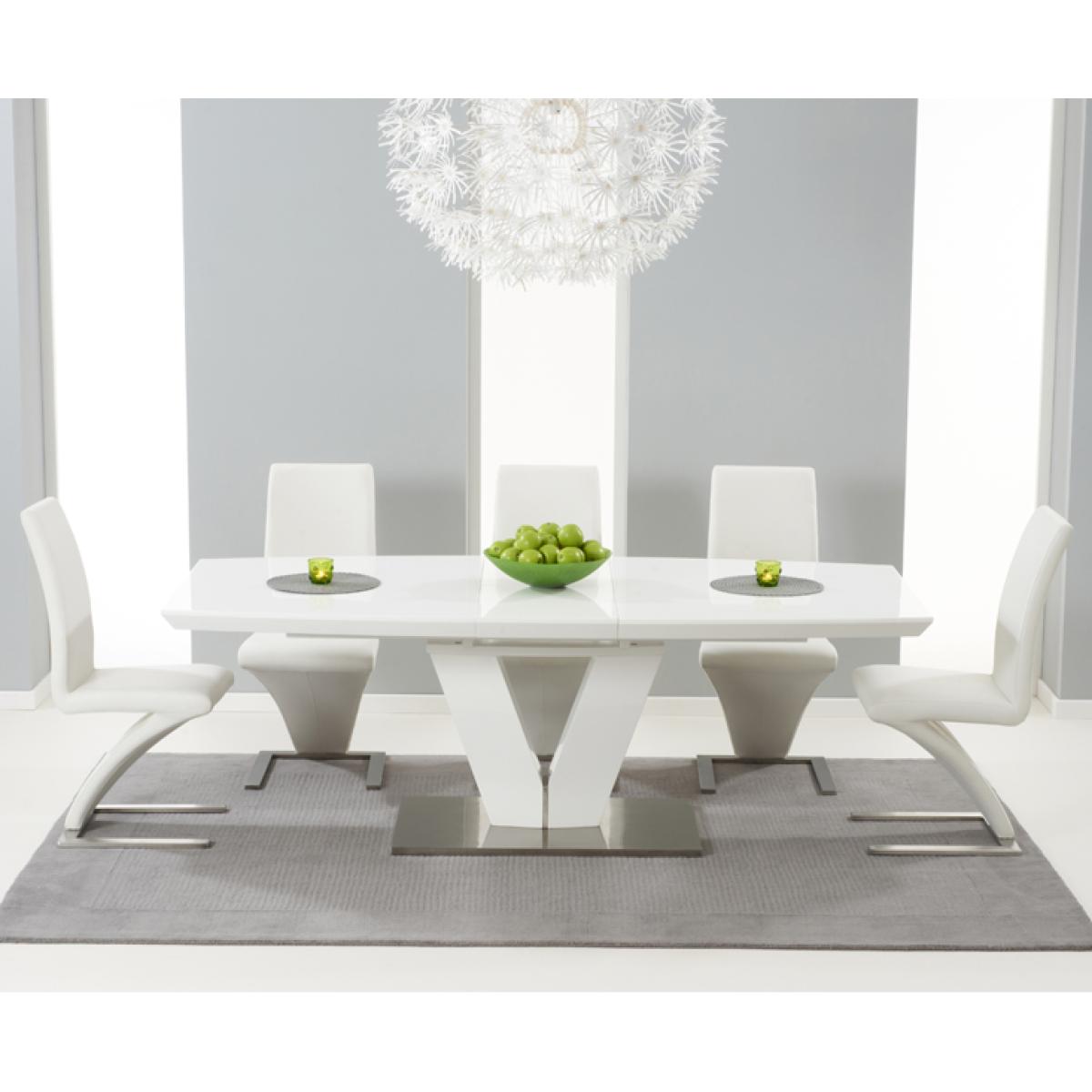 Extending Palermo 180cm White High Gloss Dining Table With 10 Black Aldo Chairs – image 3