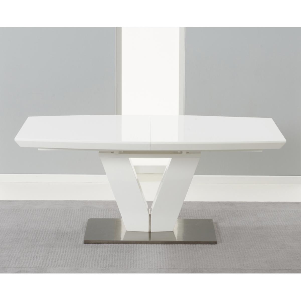 Extending Palermo 180cm White High Gloss Dining Table With 10 Black Aldo Chairs – image 4