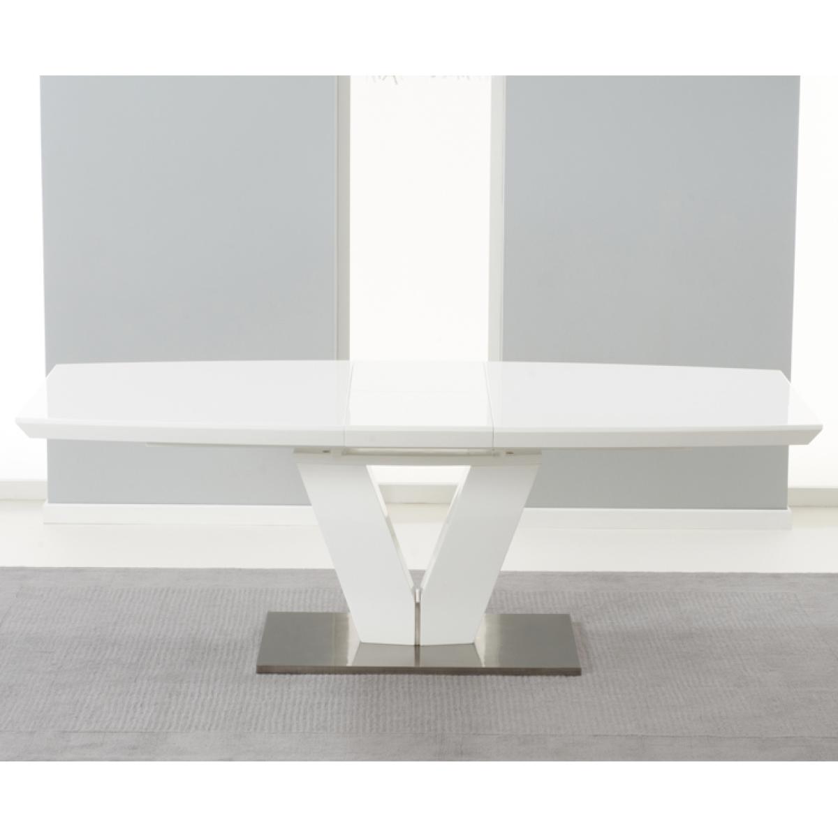 Extending Palermo 180cm White High Gloss Dining Table With 10 Black Aldo Chairs – image 5