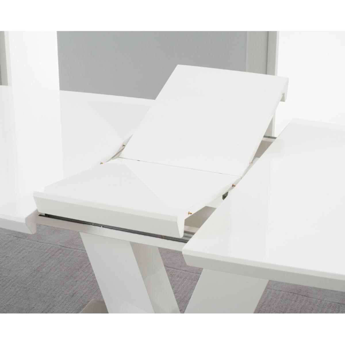 Extending Palermo 180cm White High Gloss Dining Table With 10 Black Aldo Chairs – image 7