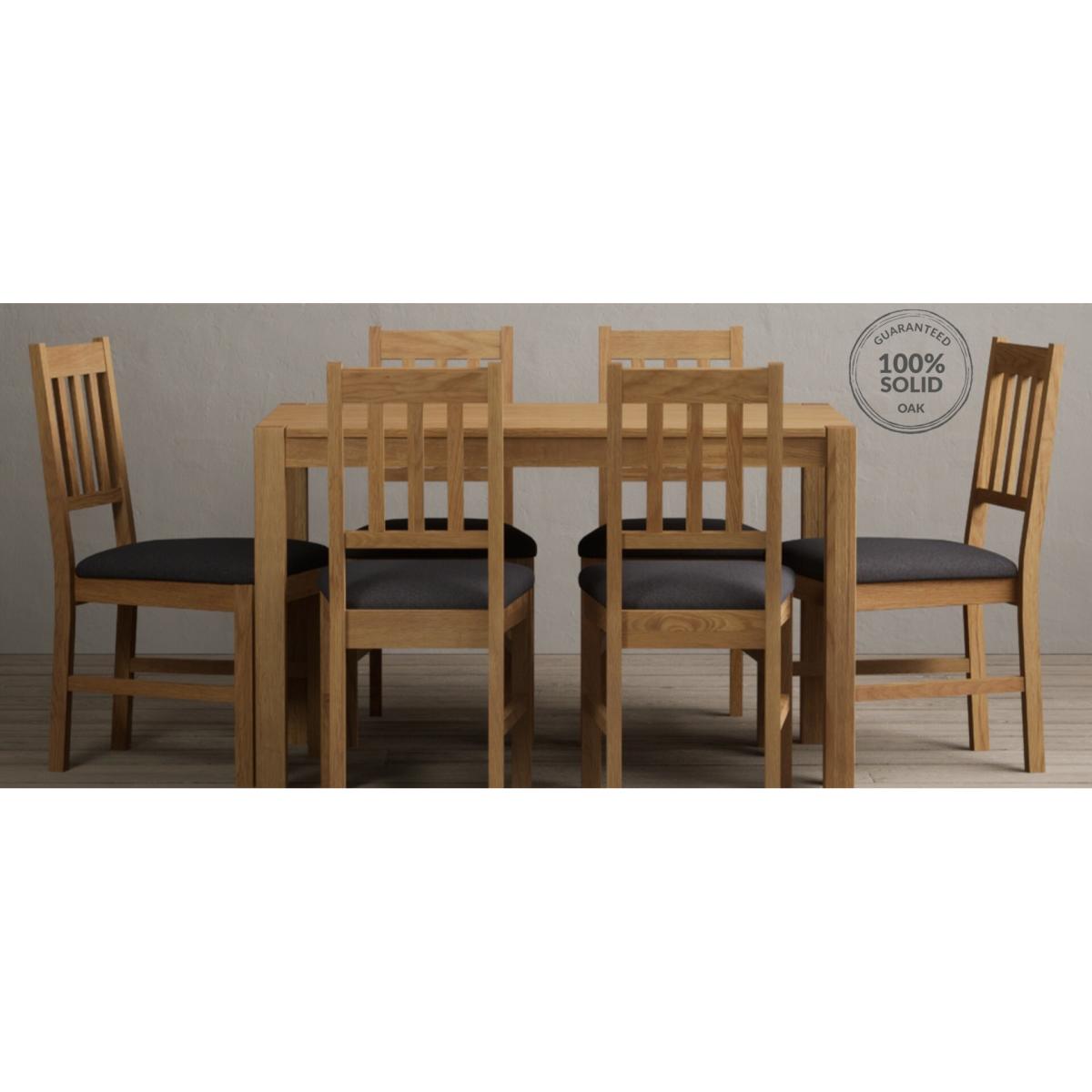 York 120cm Solid Oak Dining Table With 4 Light Grey York Chairs – image 15