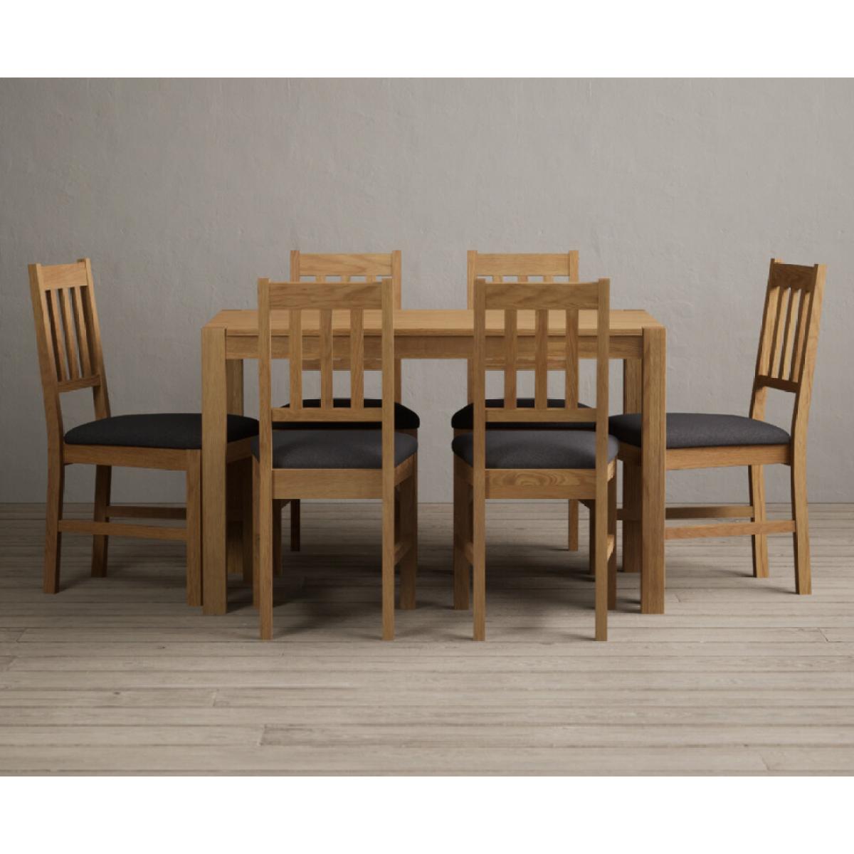 York 120cm Solid Oak Dining Table With 4 Light Grey York Chairs – image 3