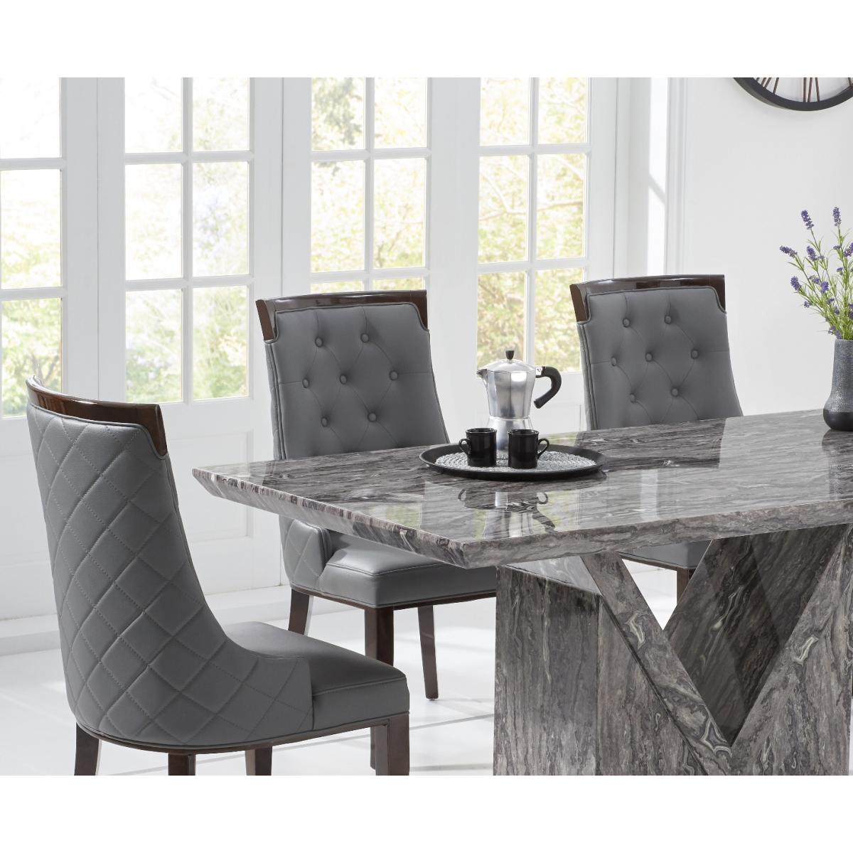 Mocha 160cm Grey Marble Dining Table With 6 Cream Francesca Chairs – image 2
