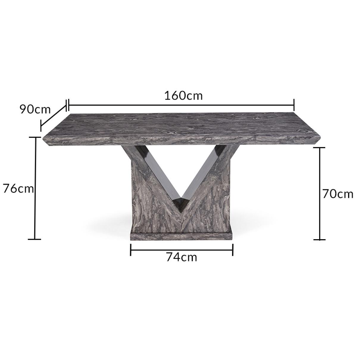 Mocha 160cm Grey Marble Dining Table With 6 Cream Francesca Chairs – image 18