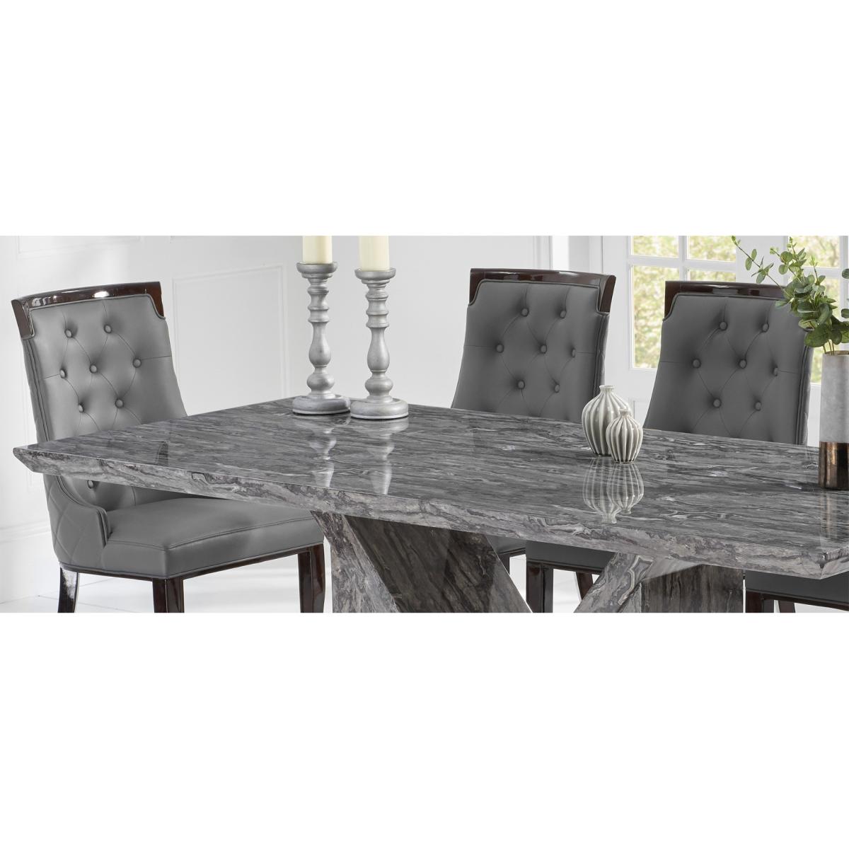 Mocha 160cm Grey Marble Dining Table With 6 Cream Francesca Chairs – image 8