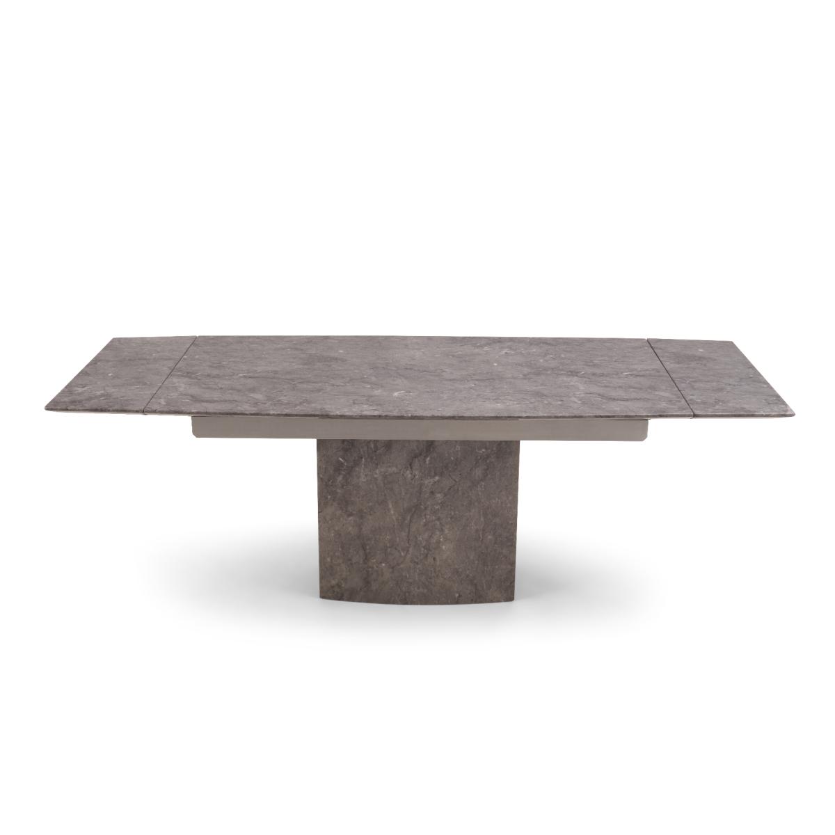 Metropolis 160cm Extending Grey Marble Dining Table With 10 Ivory White Hampstead Faux Leather Chairs – image 18
