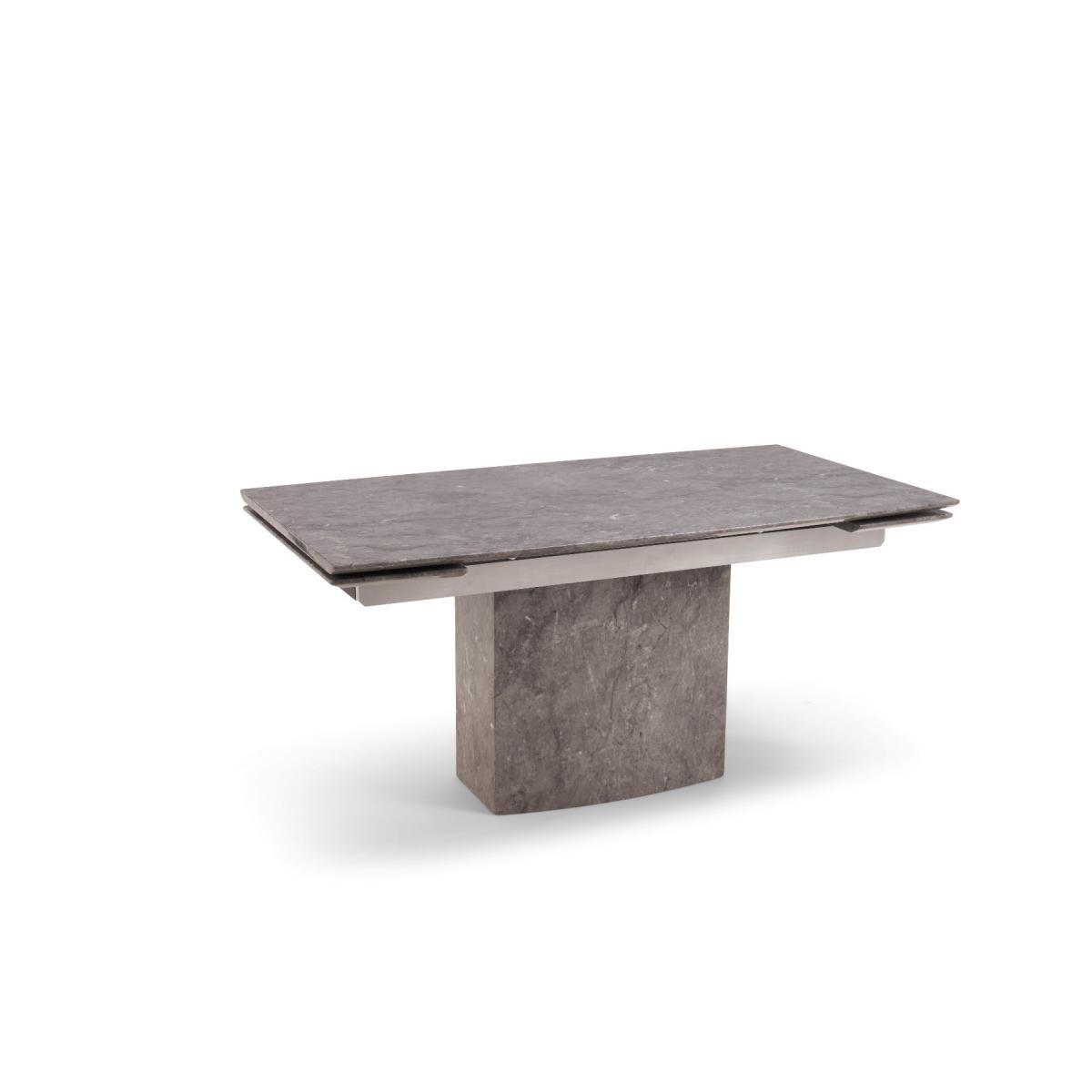 Metropolis 160cm Extending Grey Marble Dining Table With 10 Ivory White Hampstead Faux Leather Chairs – image 7