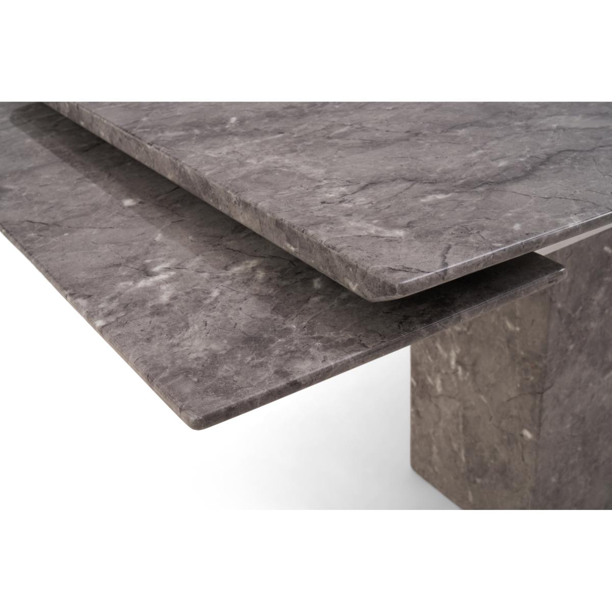 Metropolis 160cm Extending Grey Marble Dining Table With 10 Ivory White Hampstead Faux Leather Chairs – image 9