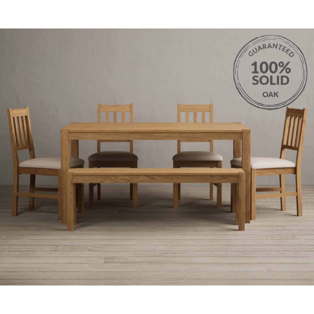 York 150cm Solid Oak Dining Table With 6 Brown York Chairs – image 2
