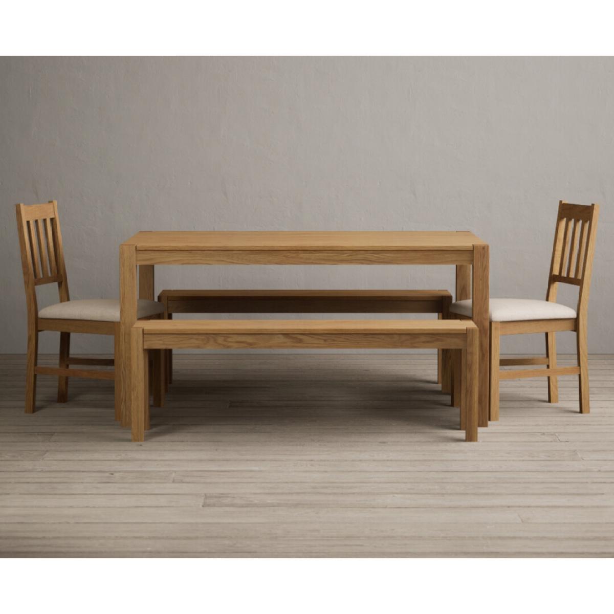 York 150cm Solid Oak Dining Table With 6 Brown York Chairs – image 3