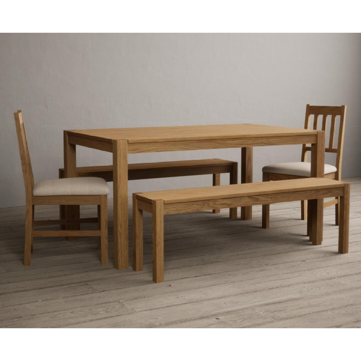 York 150cm Solid Oak Dining Table With 6 Brown York Chairs – image 4