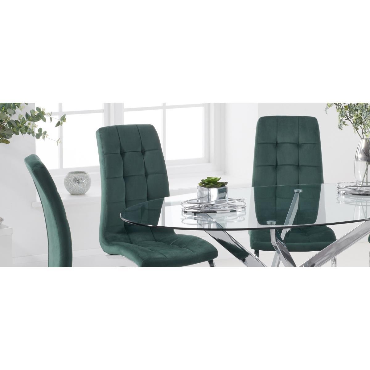 Denver 165cm Oval Glass Dining Table with Lorin Velvet Chairs - Clear, 6 Chairs – image 11