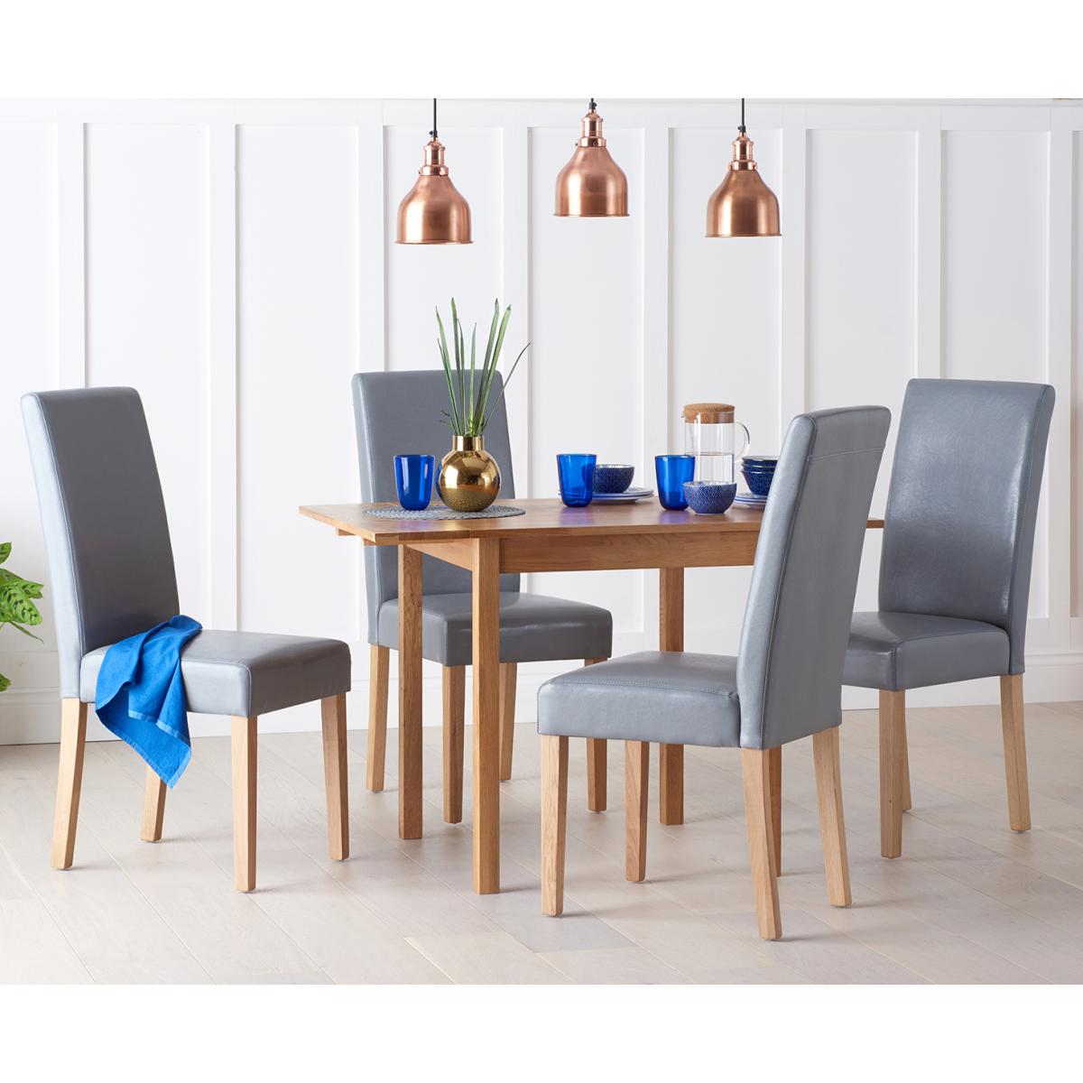 Extending York 70cm Solid Oak Dining Table With 2 Brown Olivia Chairs – image 2