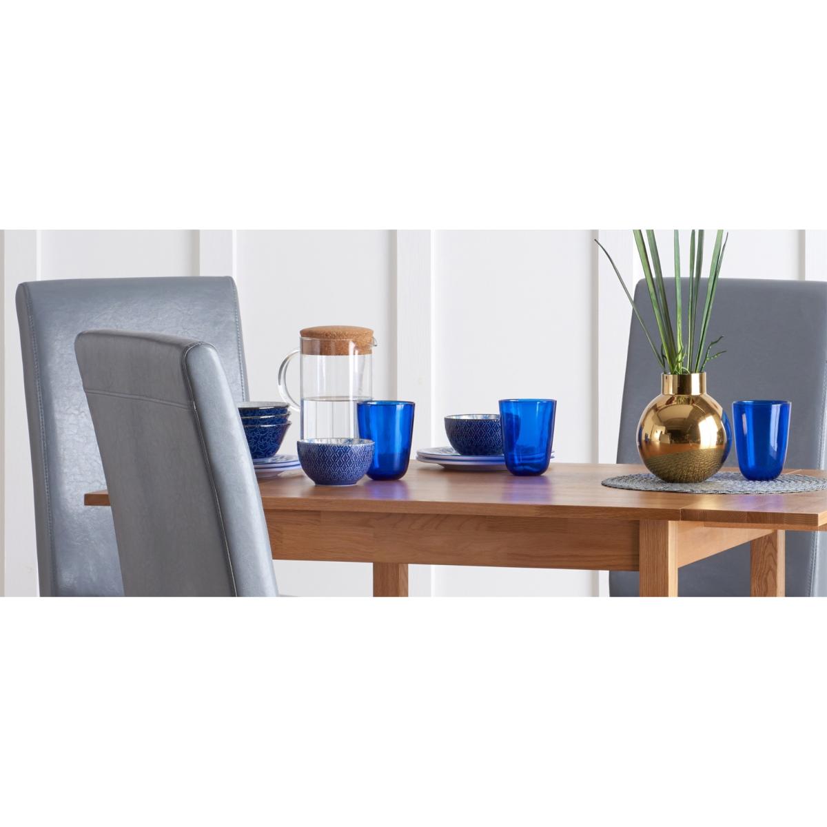 Extending York 70cm Solid Oak Dining Table With 2 Brown Olivia Chairs – image 12