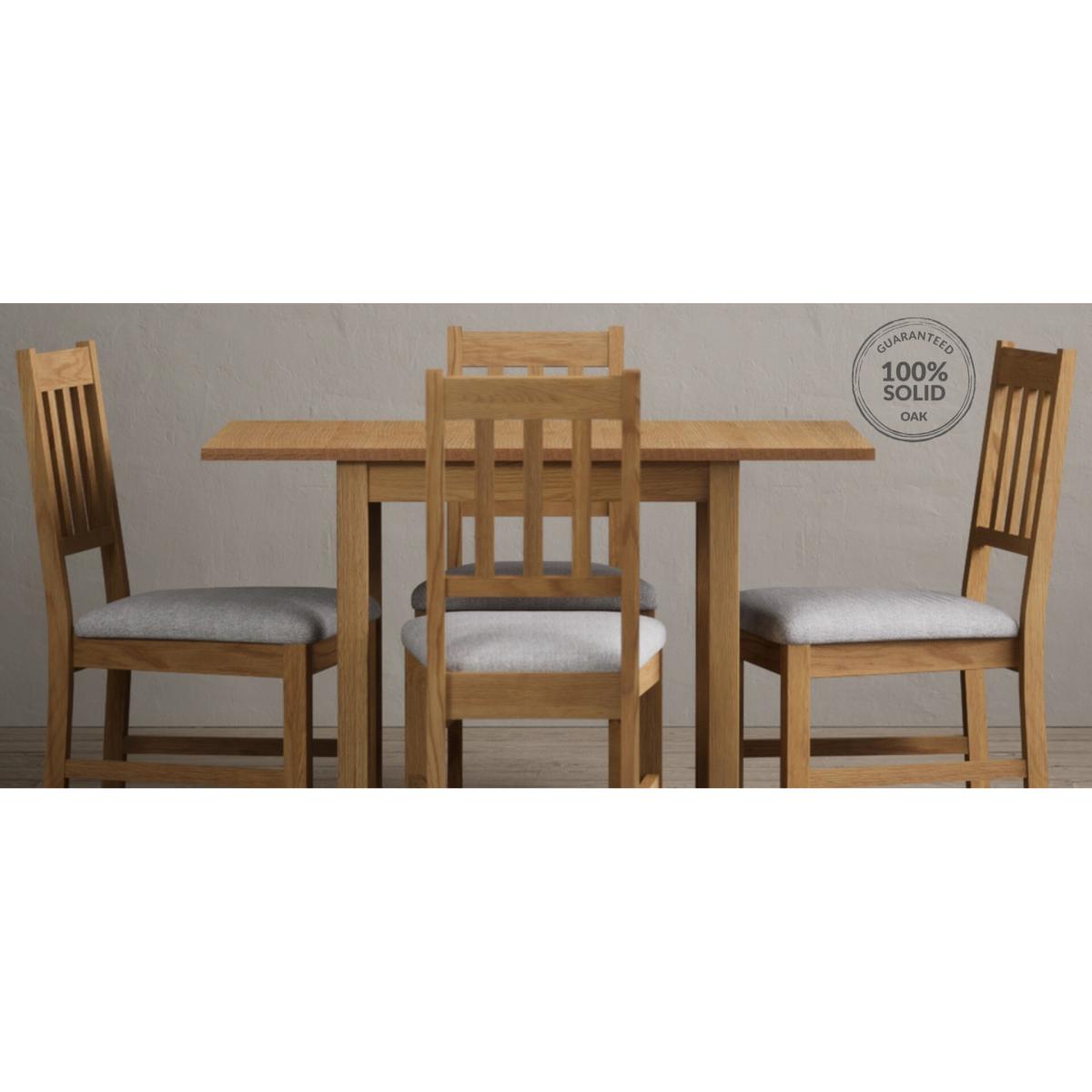Extending York 70cm Solid Oak Dining Table With 2 Brown Olivia Chairs – image 24