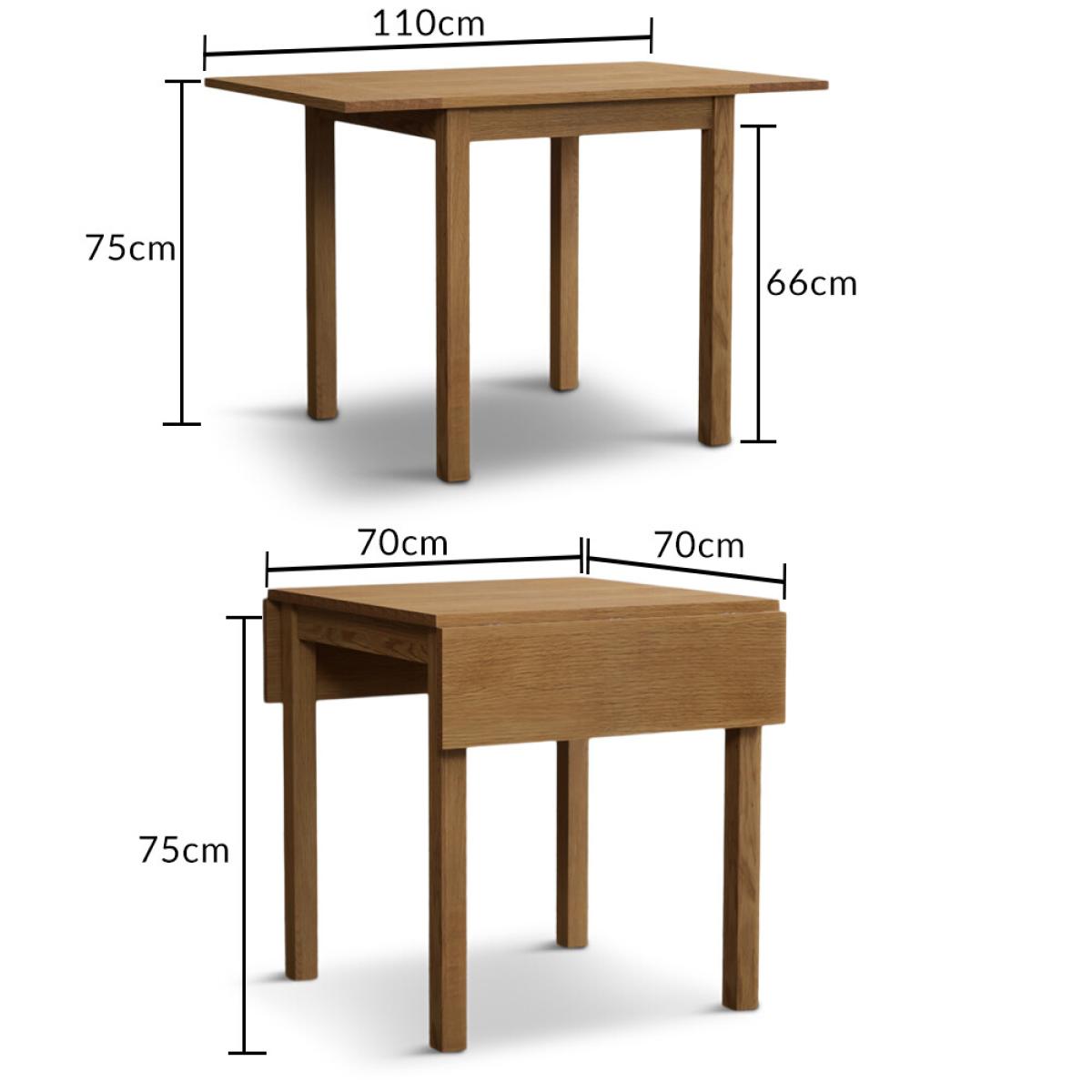 Extending York 70cm Solid Oak Dining Table With 2 Brown Olivia Chairs – image 27
