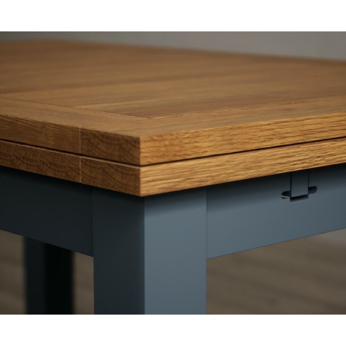 Hampshire 140cm Oak and Dark Blue Extending Dining Table With 8 Light Grey Flow Back Chairs – image 23